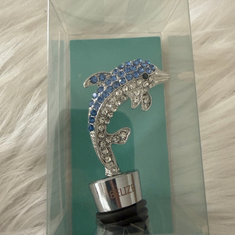 Blue Crystal Dolphin Bottle Stopper